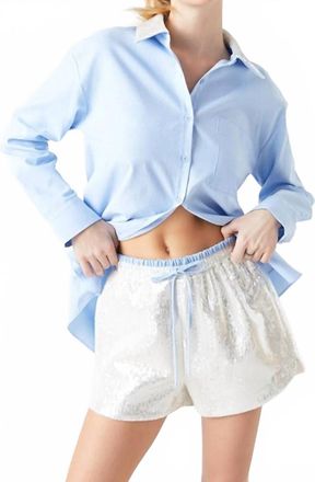 endless rose Sequins Mini Shorts In Light Blue Silver