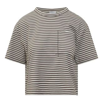 Brunello Cucinelli Striped Cotton T-shirt Made in Italy