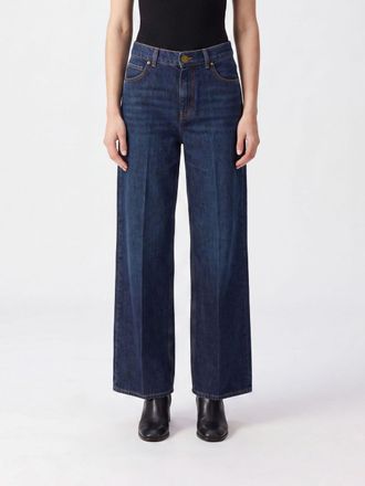Pinko Jeans a gamba larga in denim con logo Love Birds ricamato