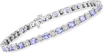 Ross-Simons Tanzanite and Diamond Tennis Bracelet in Sterling Silver