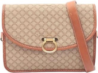 Celine Pre-owned PVC Coated Canvas Leather Shoulder Bag - Dames - Vintage Schoudertas - Beige - ONE Size - Leer - Vintage