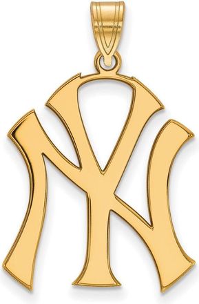Diamond2Deal 10k Yellow Gold New York Yankees N-Y Extra Large Pendant