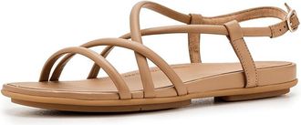 FitFlop Gracie Leather Strappy Back-Strap Sandals Womens Wedge Shoes Classic Tan : 10 M (B)