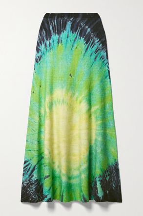 Gabriela Hearst Gonna Midi In Cashmere Tie-dye Olive - Multicolore