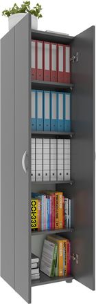 ebuy24 Armario De Oficina Vcm Con 5 Compartimentos Armario De Archivo Moderno Con Puertas Giratorias Dimensiones Aprox. Al. 178 X An. 49 X T. 34 Cm - Ulas 5 