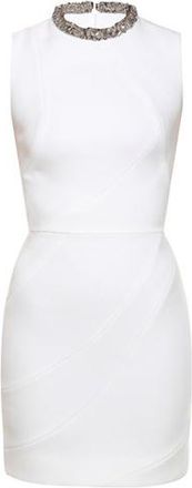Victoria Beckham White Matte Crepe Jewelled Neck Dress Size M