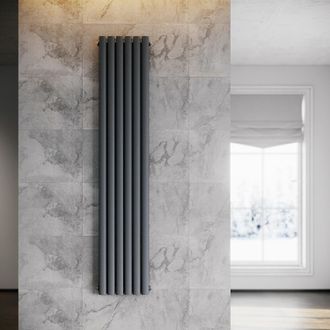 Sonni Radiador De Vertical Antracita Ovalado Radiador Centro Conexi&oacute;n Doble Capa 1800x357mm - Sonni