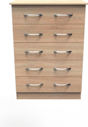 Welcome Furniture Alton Ready Assembled 5 Drawer Chest in Bardolino Oak - Welcome Furniture | TJ Hughes