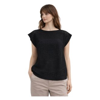 Liviana Conti Round-neck Knitwear, female, Black, Size: L Maglia Traforata