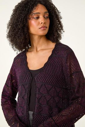 Roman Sparkly Crew Neck Knit Cardigan
