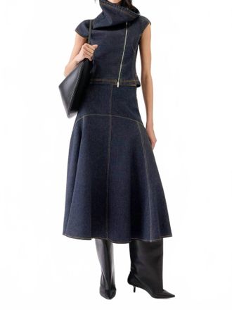 Jacquemus The Triangle De-Nimes Denim Skirt In Dark Navy