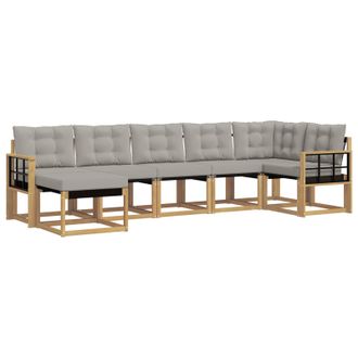 vidaXL Conjunto De Sof&aacute;s De Exterior 7 Pcs Blanco Y Gris Claro Vidaxl