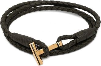 Tom Ford LEATHER T WRAP BRACELET Size: XL, colour: GREEN