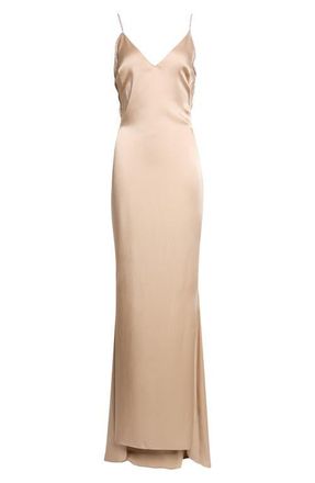 Tom Ford Crystal Chain Satin Gown in Beige/Crystal at Nordstrom, Size 6 Us
