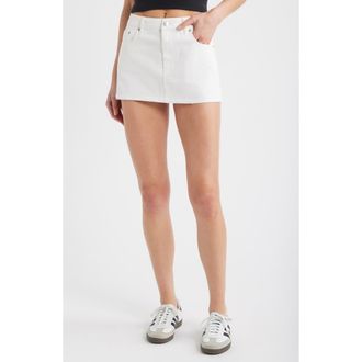 PacSun Lorna Raw Hem Denim Miniskirt in White at Nordstrom, Size 29