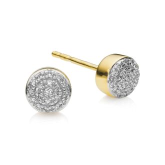 Monica Vinader Gold Fiji Mini Button Stud Earrings Diamond