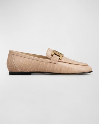 Tod's Croco Chain Slip-On Loafers