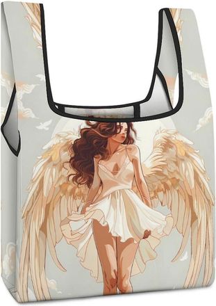 Generic Angel Wings Shopping Bag Reusable Grocery Tote Bag Foldable Handbag for Travel Picnic
