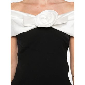 Self Portrait Off-Shoulder Floral Appliqu&eacute; Dress - Black