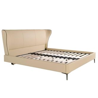 Angel Cerd&aacute; Cream Leatherette Double Bed Fits 180x200 cm Mattress in Beige