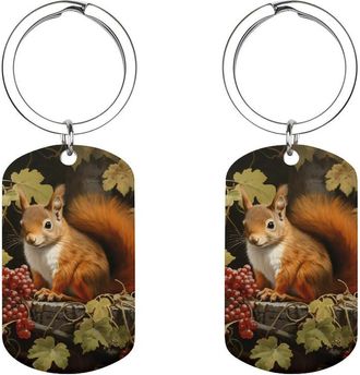 Generic Cute Red Squirrel Cute Keychain Metal Key Ring Keychains Bag Purse Pendant Charms for Women Men