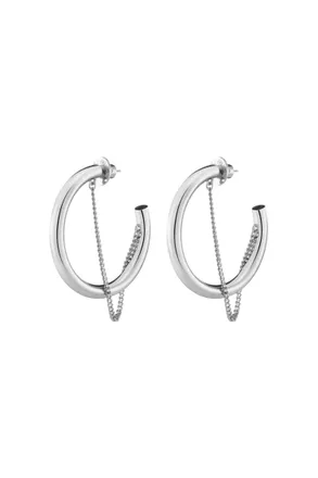 Demarson Womens Miley Hoops Earrings In Silver