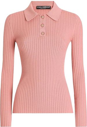 Dolce & Gabbana Polo DNA a coste - Rosa