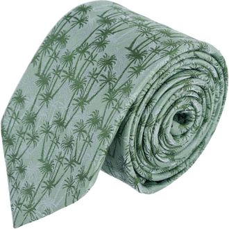 Trafalgar Store Nohea Palm Tree Linen Blend Novelty Necktie in Green at Nordstrom