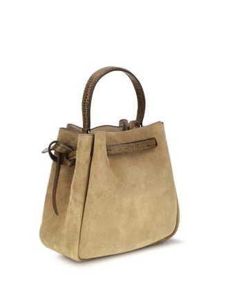 Tory Burch Womens Bucket Bag Romy Suede Stone