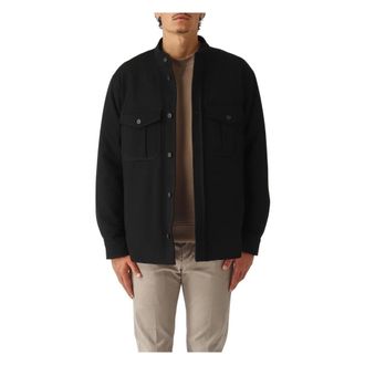 Emporio Armani Heren, Jassen, Zwart, Maat: M Leer