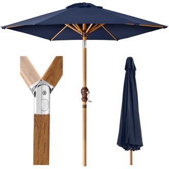 Best Choice Products 10ft Outdoor Woodgrain Pattern Steel Market Patio Umbrella w/ Crank, Tilt