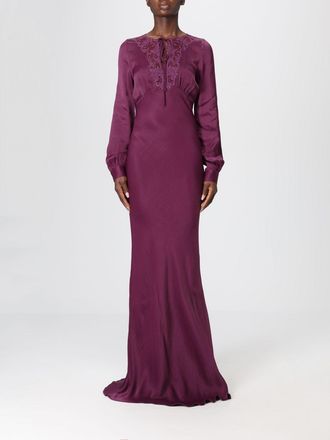 Twinset Abito lungo Twinset in raso con inserti in pizzo