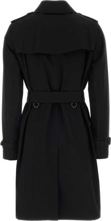 Burberry Womens Black Gabardine Trench Coat