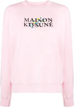 Maison Kitsuné logo-print cotton sweatshirt - women - Cotton - L - Pink