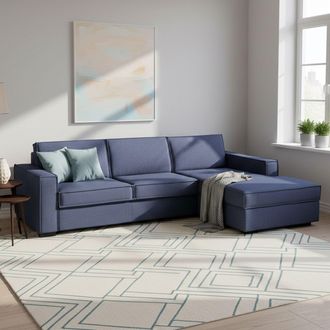 Talamo Italia Sofa Cama Adelia, Sof&aacute; De Esquina, 100% Made In Italy, Sof&aacute; Con Apertura Giratoria, Pen&iacute;nsula Contenedor Derecha, Con Reposabrazos Delgados, Cm 260x95