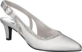 Easy Street Glisten Kitten Heel Slingback Pump in Silver Satin at Nordstrom Rack, Size 6.5