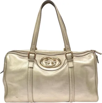 Gucci Metallic Gold Leather Boston Bag (Pre-Owned)
