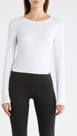 Travis Mathew Celestia Long Sleeve Performance T-Shirt in Heather Vanilla Ice at Nordstrom, Size Medium