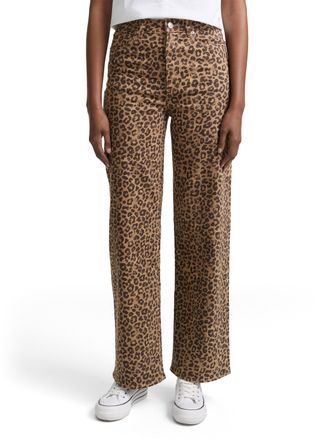 Tom Tailor Denim Weite Jeans TOM TAILOR DENIM, Damen, Gr. M (38), L&auml;nge 32, schwarz (braun schwarz leo), Denim/Jeans, Obermaterial: 98% Baumwolle, 2% Elasthan, animal-