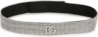 Dolce & Gabbana DG-logo crystal mesh belt - women - Brass/Copper/Zinc/Cotton/glass/Acetate/Nylon - M - Silver