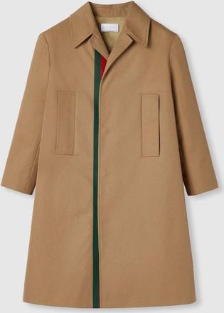 Gucci Kids - Cotton Coat With Web, Size 10 years, Beige, Ready-to-wear