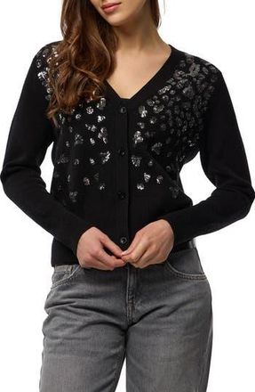 Saachi Deco Drizzle V-Neck Cardigan in Black at Nordstrom Rack