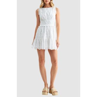 All in Favor 3D Floral Embroidered Minidress in White at Nordstrom, Size X-Small