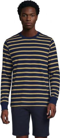 Lands End Super-T Long Sleeve T-Shirt in Navy/mineral Yellow Stripe at Nordstrom, Size Xx-Large