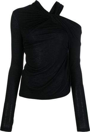 Helmut Lang cold-shoulder twisted blouse - women - Viscose - L - Black