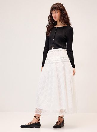 Twik Womens Poplin and lace maxi skirt