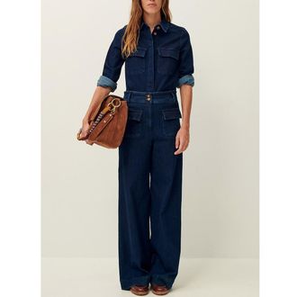 Sessun Wijde broek met opgestikte zakken MANHATTAN