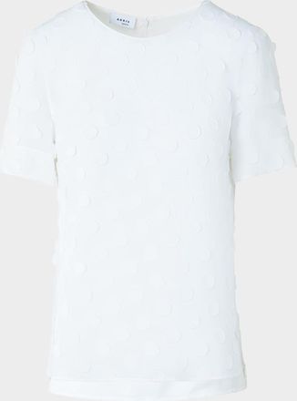 Akris Polka Dot Applique Techno Georgette Blouse