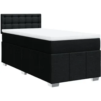 vidaXL Cama Box Spring Con Colch&oacute;n Tela Negro 90x190 Cm Vidaxl