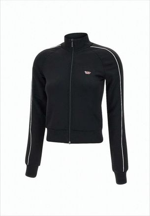 Diesel Cropped Black Jacket With High Collar